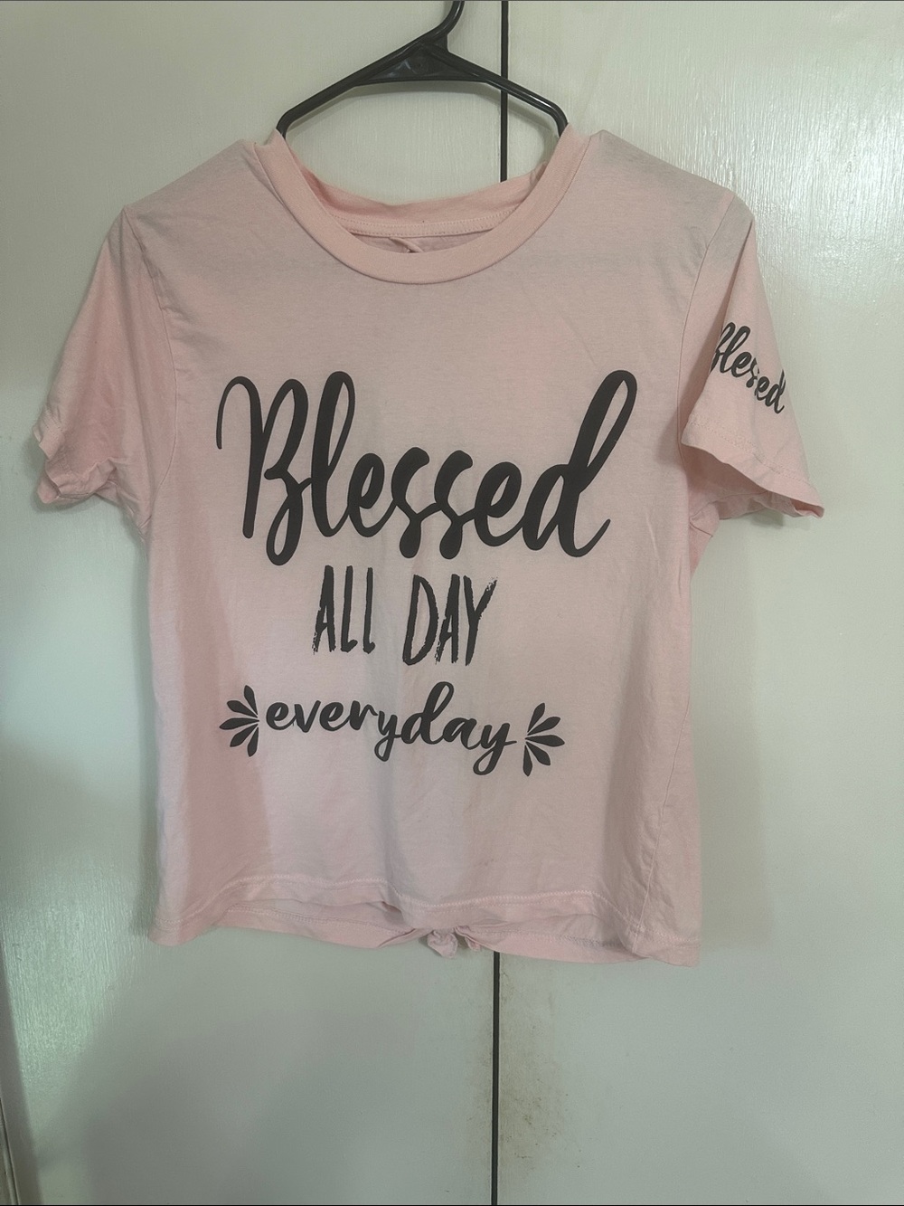 On Fire Pink "Blessed All Day" Crop Graphic Tee